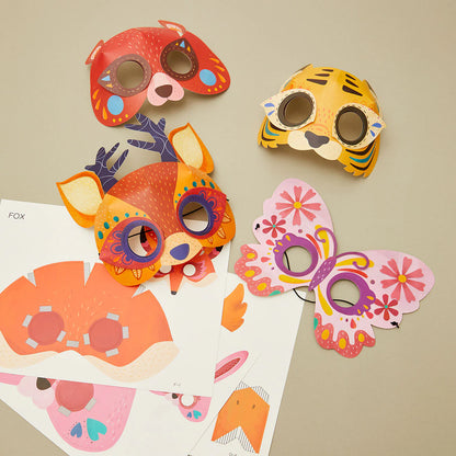 🦊🎭 DIY Masken-Set „Papiermaskenparty im Wald" (5+ Jahre)