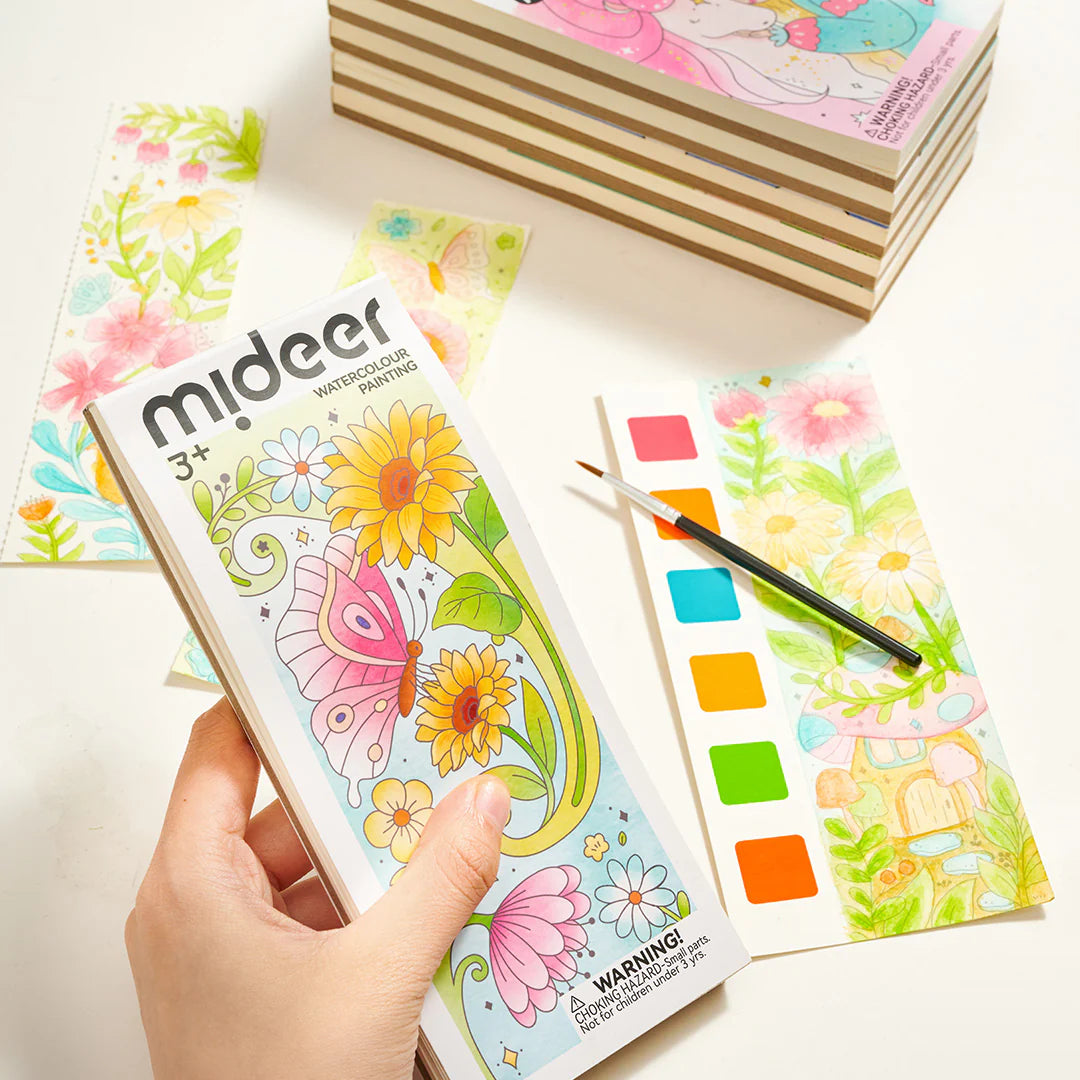 🦋🎨 Magisches Aquarell-Set „Blume & Schmetterling“ (3+ Jahre) - Malbuch mit Aquarellfarben
