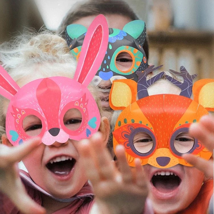 🦊🎭 DIY Masken-Set „Papiermaskenparty im Wald" (5+ Jahre)