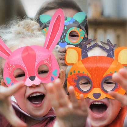 🦊🎭 DIY Masken-Set „Papiermaskenparty im Wald" (5+ Jahre)