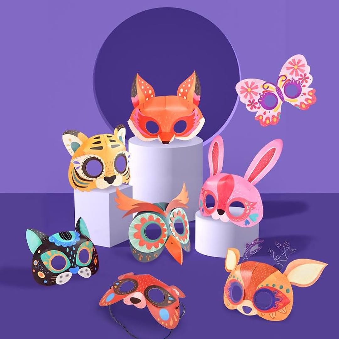 🦊🎭 DIY Masken-Set „Papiermaskenparty im Wald" (5+ Jahre)